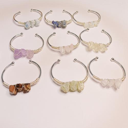 Gemstone Cuff Bangle, with Brass, different materials for choice & for woman, Inner Diameter:Approx 60mm, Sold By PC