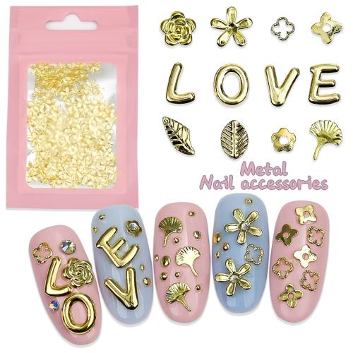 3D Nail Art Decoration, Tibetan Style, gold color plated, different styles for choice & for woman, 200PCs/Set, Sold By Set