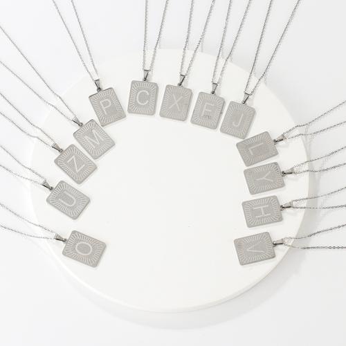304 Stainless Steel Necklace, Rectangle, plated, Unisex & different styles for choice & with letter pattern, more colors for choice, Length:Approx 17.3 Inch, Sold By PC