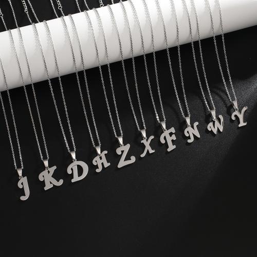 304 Stainless Steel Necklace, with 5cm extender chain, Alphabet Letter, plated, Unisex & different styles for choice, more colors for choice, Length:Approx 44 cm, Sold By PC