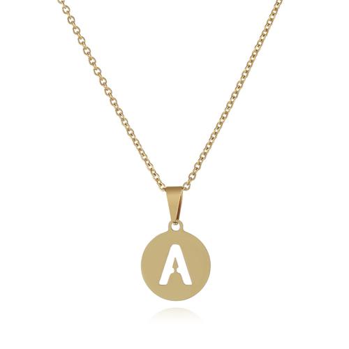 304 Stainless Steel Necklace, Alphabet Letter, gold color plated, Unisex & different styles for choice & hollow, Length:Approx 17.3 Inch, Sold By PC