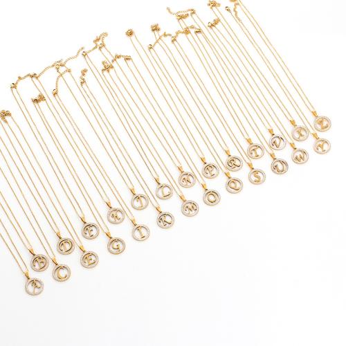 304 Stainless Steel Necklace, Alphabet Letter, plated, Unisex & oval chain & different styles for choice & with rhinestone, more colors for choice, Length:Approx 17.3 Inch, Sold By PC