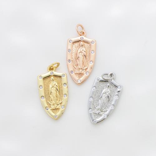 Cubic Zirconia Micro Pave Brass Pendant, plated, DIY & micro pave cubic zirconia, more colors for choice, nickel, lead & cadmium free, 23.70x12.30x2mm, Sold By PC