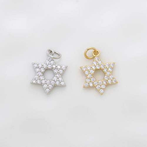 Cubic Zirconia Micro Pave Brass Pendant, Hexagram, plated, DIY & micro pave cubic zirconia, more colors for choice, nickel, lead & cadmium free, 16.80x14.60x2.10mm, Sold By PC