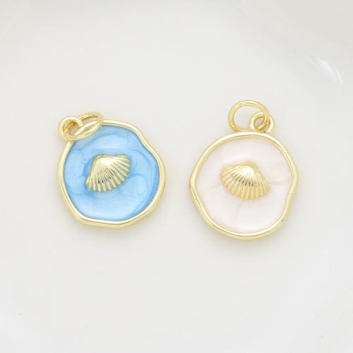 Brass Jewelry Pendants, Shell, plated, DIY & enamel, more colors for choice, nickel, lead & cadmium free, 15.40x12.60x2.80mm, Sold By PC