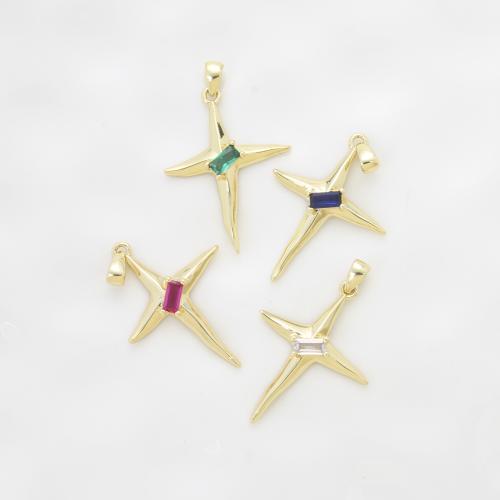 Cubic Zirconia Micro Pave Brass Pendant, Cross, plated, DIY & micro pave cubic zirconia, more colors for choice, nickel, lead & cadmium free, 27.20x20x3.60mm, Sold By PC