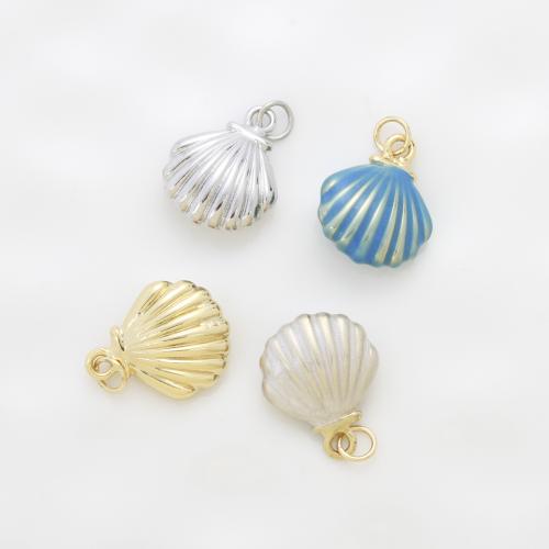 Brass Jewelry Pendants, Shell, plated, DIY & enamel, more colors for choice, nickel, lead & cadmium free, 18.90x15x6.20mm, Sold By PC