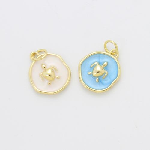 Brass Jewelry Pendants, Turtle, plated, DIY & enamel, more colors for choice, nickel, lead & cadmium free, 15.50x13x3.40mm, Sold By PC