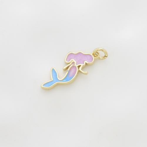 Brass Jewelry Pendants, Mermaid, plated, DIY & enamel, more colors for choice, nickel, lead & cadmium free, 18x7.80x1.80mm, Sold By PC