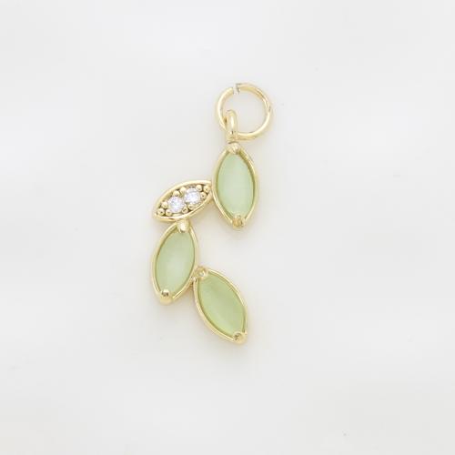 Cubic Zirconia Micro Pave Brass Pendant, Leaf, plated, DIY & micro pave cubic zirconia & enamel, more colors for choice, nickel, lead & cadmium free, 19.50x9x3.10mm, Sold By PC