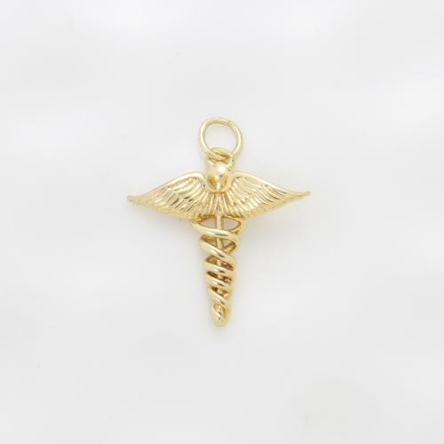 Bijoux pendentifs en laiton, forme d'aile, Placage, DIY, doré, protéger l'environnement, sans nickel, plomb et cadmium, 19x19.50x3.20mm, Vendu par PC