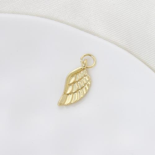 Bijoux pendentifs en laiton, forme de plume, Placage, DIY, doré, protéger l'environnement, sans nickel, plomb et cadmium, 18x8x2.20mm, Vendu par PC