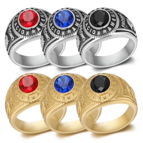 Rhinestone Stainless Steel Finger Ring, 304 Stainless Steel, plated, Unisex & different size for choice & with rhinestone, more colors for choice, Sold By PC