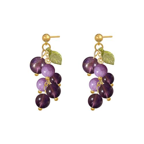 Resin Earring, Tibetan Style, with Resin & Acrylic, Grape, fashion jewelry & for woman, Sold By Pair