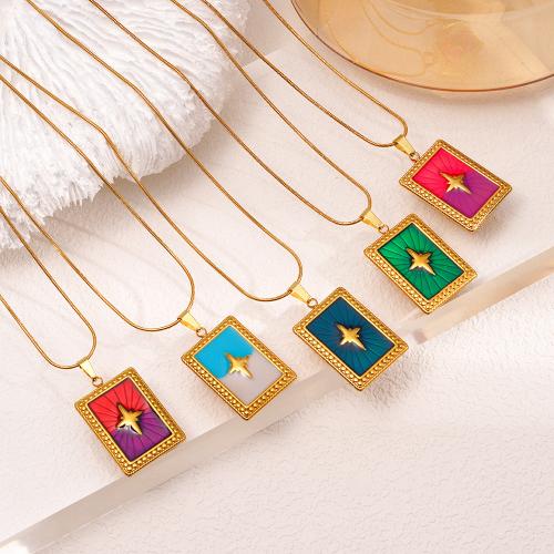 Brass Necklace, with 304 Stainless Steel Chain, gold color plated, fashion jewelry & for woman & enamel, more colors for choice, Sold By PC