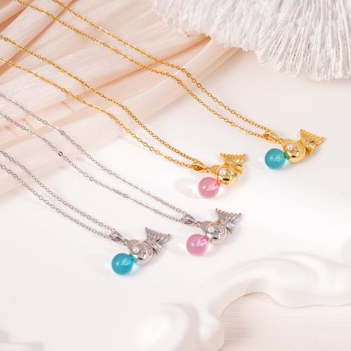 Brass Necklace, with 304 Stainless Steel Chain & Glass, plated, fashion jewelry & for woman, more colors for choice, Sold By PC
