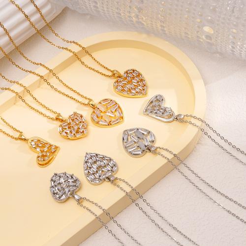 Cubic Zircon Micro Pave Brass Necklace, with 304 Stainless Steel Chain, plated, different styles for choice & micro pave cubic zirconia & for woman & hollow, more colors for choice, Sold By PC