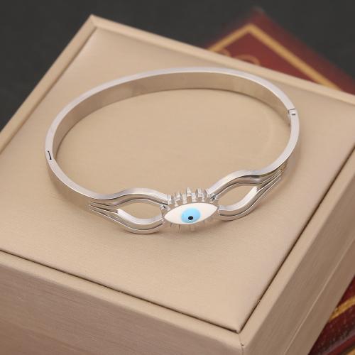Evil Eye Jewelry Bracelet, 304 Stainless Steel, plated, different styles for choice & for woman & enamel, original color, 60x50mm, Sold By PC