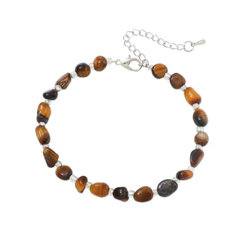 Gemstone Bracelets, Natural Stone, with Seedbead & 304 Stainless Steel, fashion jewelry, more colors for choice, 5-8MM, Sold By PC