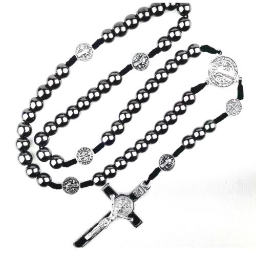 Rosary Necklace, Tibetan Style, with Non Magnetic Hematite, Cross, plated, fashion jewelry, mixed colors, 6mm, Length:47 cm, Sold By PC