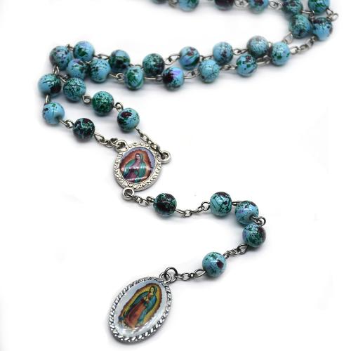 Rosary Necklace, Tibetan Style, with Crystal, Cross, fashion jewelry, mixed colors, 8mm, Length:56.5 cm, Sold By PC