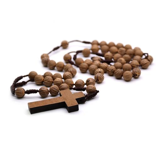 Rosary Necklace, Plastic, Cross, fashion jewelry, mixed colors, 8mm, Length:50 cm, Sold By PC