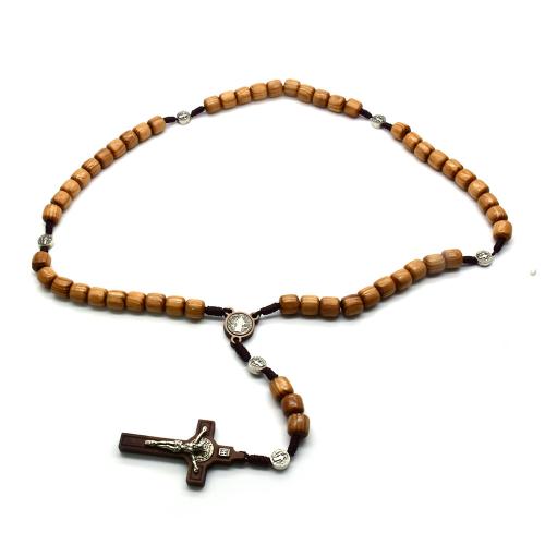 Rosary Necklace, Tibetan Style, with Pine, Cross, plated, fashion jewelry, mixed colors, 8mm, Length:50 cm, Sold By PC