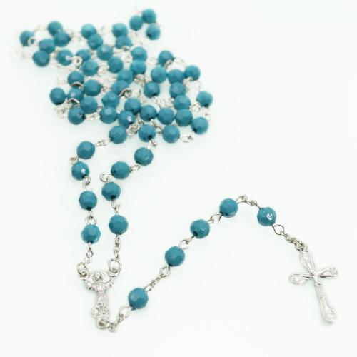 Rosary Necklace, Tibetan Style, with Plastic, Cross, plated, fashion jewelry, mixed colors, 6mm, Length:47.2 cm, Sold By PC