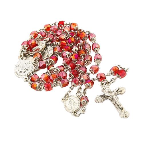 Rosary Necklace, Tibetan Style, with Crystal, Cross, plated, fashion jewelry, mixed colors, 40x24mm, Length:82 cm, Sold By PC