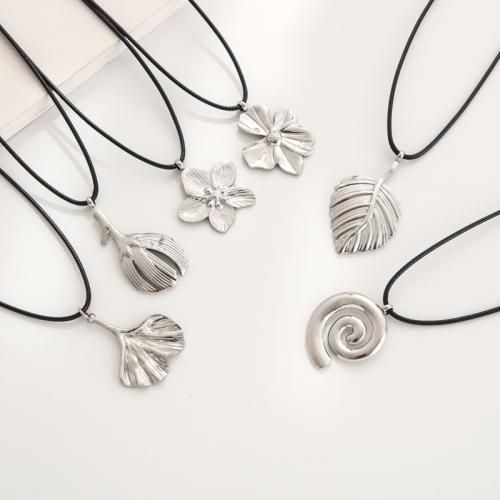 304 Stainless Steel Necklace, with Wax Cord, different styles for choice & for woman, Length:Approx 21.7 Inch, Sold By PC