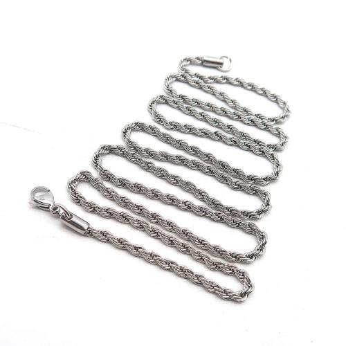 Stainless Steel Chain Necklace, 304 Stainless Steel, French Rope Chain & different size for choice, original color, Sold By PC