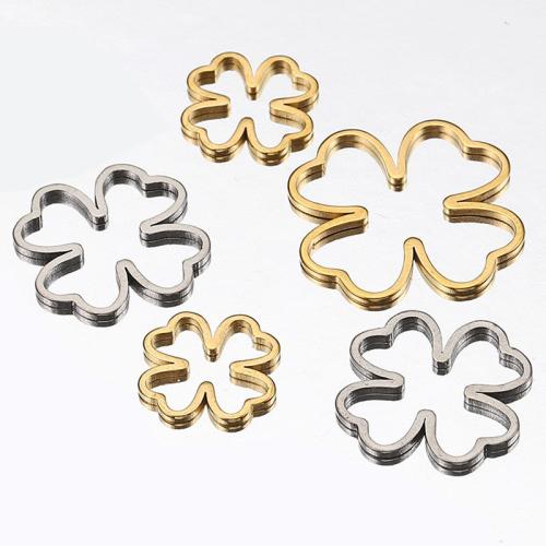 Stainless Steel Pendants, 304 Stainless Steel, Four Leaf Clover, plated, DIY & different size for choice & hollow, more colors for choice, 20PCs/Bag, Sold By Bag