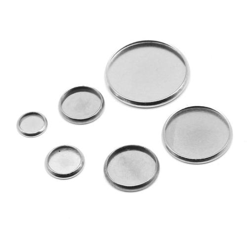Stainless Steel Cabochon Setting, 304 Stainless Steel, Round, DIY & different size for choice, original color, Sold By PC