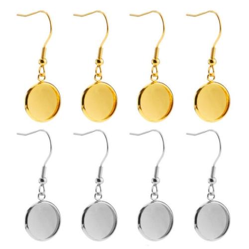 304 Stainless Steel Earring Drop Component, Round, plated, DIY & different size for choice, more colors for choice, 10PCs/Bag, Sold By Bag