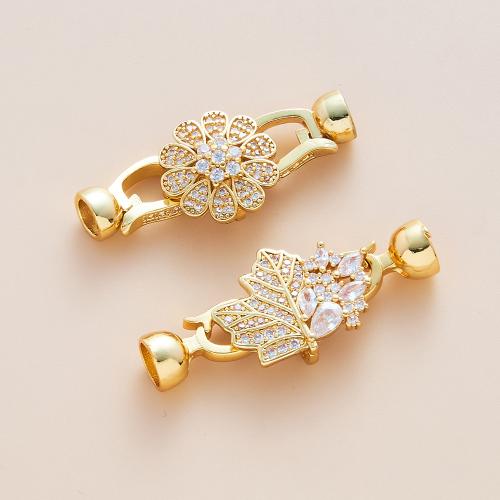 Brass Clasp, gold color plated, DIY & different styles for choice & micro pave cubic zirconia, Sold By PC
