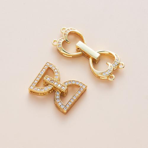 Brass Clasp, gold color plated, DIY & different styles for choice & micro pave cubic zirconia, Sold By PC