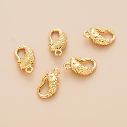 Brass Clasp, Fish, gold color plated, DIY, 15x8mm, 10PCs/Lot, Sold By Lot