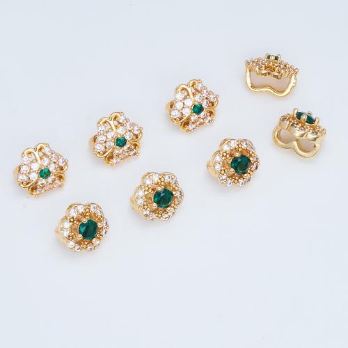 Brass Button Findings, gold color plated, DIY & different styles for choice & micro pave cubic zirconia, 8mm, 5PCs/Lot, Sold By Lot