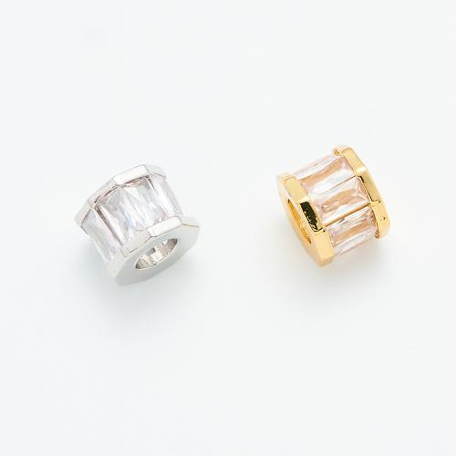 Cubic Zirconia Micro Pave Brass Beads, plated, DIY & micro pave cubic zirconia, more colors for choice, 9x7mm, Hole:Approx 4.2mm, Sold By PC
