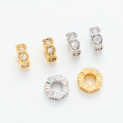Cubic Zirconia Micro Pave Brass Beads, plated, DIY & micro pave cubic zirconia, more colors for choice, 8.50x3.80mm, Hole:Approx 4mm, Sold By PC