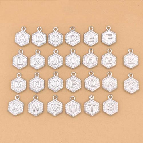 Tibetan Style Alphabet and number Pendants, Alphabet Letter, platinum color plated, DIY & different designs for choice, 17x12x3mm, Hole:Approx 1.3mm, Sold By PC