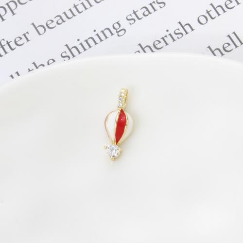 Cubic Zirconia Micro Pave Brass Pendant, Hot Balloon, plated, DIY & micro pave cubic zirconia & enamel, more colors for choice, nickel, lead & cadmium free, 16.60x6.80x3.70mm, Sold By PC