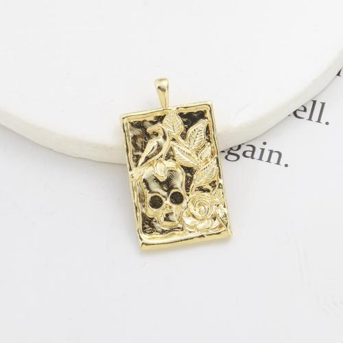 Brass Jewelry Pendants, Square, plated, DIY, gold, nickel, lead & cadmium free, 27.70x15.60x2mm, Sold By PC