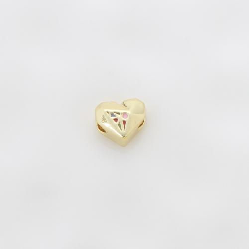 Brass Jewelry Beads, Heart, plated, DIY & enamel, more colors for choice, nickel, lead & cadmium free, 8.30x9.70x6.90mm, Sold By PC