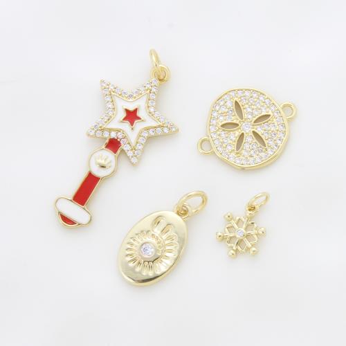 Cubique Pendentif en laiton zircon pavent, Placage, DIY & pavé de micro zircon & émail, plus de couleurs à choisir, protéger l'environnement, sans nickel, plomb et cadmium, 29.70x14.40x2.40mm, Vendu par PC