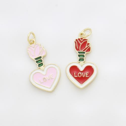 Brass Heart Pendants, plated, DIY & enamel, more colors for choice, nickel, lead & cadmium free, 23.20x12.70x2mm, Sold By PC