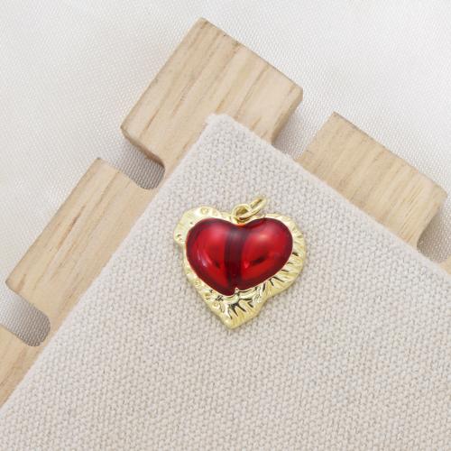 Brass Heart Pendants, plated, DIY & enamel, more colors for choice, nickel, lead & cadmium free, 17.37x18.37x3.10mm, Sold By PC