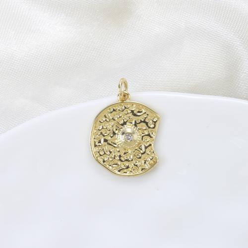 Cubic Zirconia Micro Pave Brass Pendant, plated, DIY & micro pave cubic zirconia, gold, nickel, lead & cadmium free, 20.30x16.50x2.50mm, Sold By PC