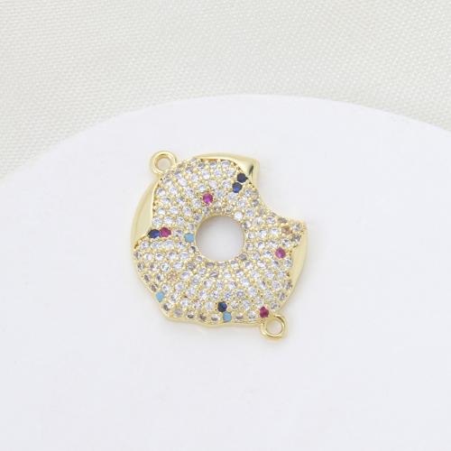 Cubic Zirconia Micro Pave Brass Connector, plated, DIY & micro pave cubic zirconia, more colors for choice, nickel, lead & cadmium free, 23.90x17.70x3.30mm, Sold By PC