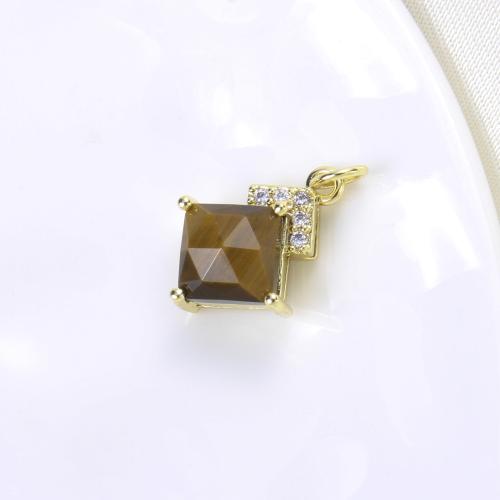 Cubic Zirconia Micro Pave Brass Pendant, with Glass, Rhombus, plated, DIY & micro pave cubic zirconia, more colors for choice, nickel, lead & cadmium free, 17.40x12.90x8.20mm, Sold By PC